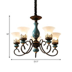 Lustre classique en céramique bleue et verre dépoli