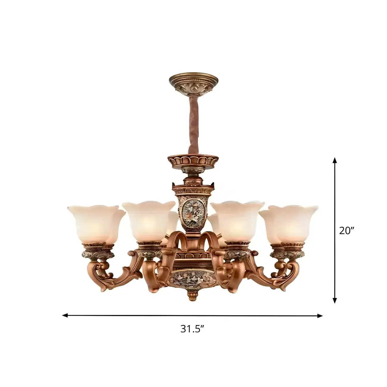 Lustre vintage européen en verre dépoli à motif floral.