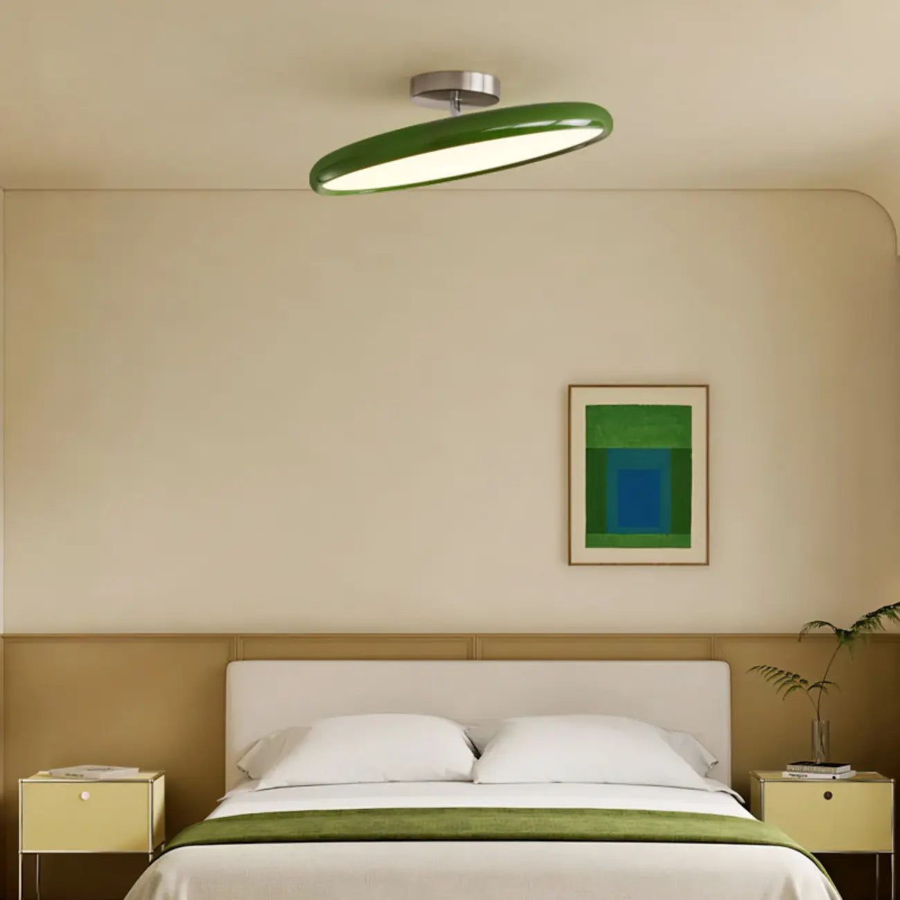 Plafonnier LED semi-encastré moderne à intensité variable pour chambre à coucher
