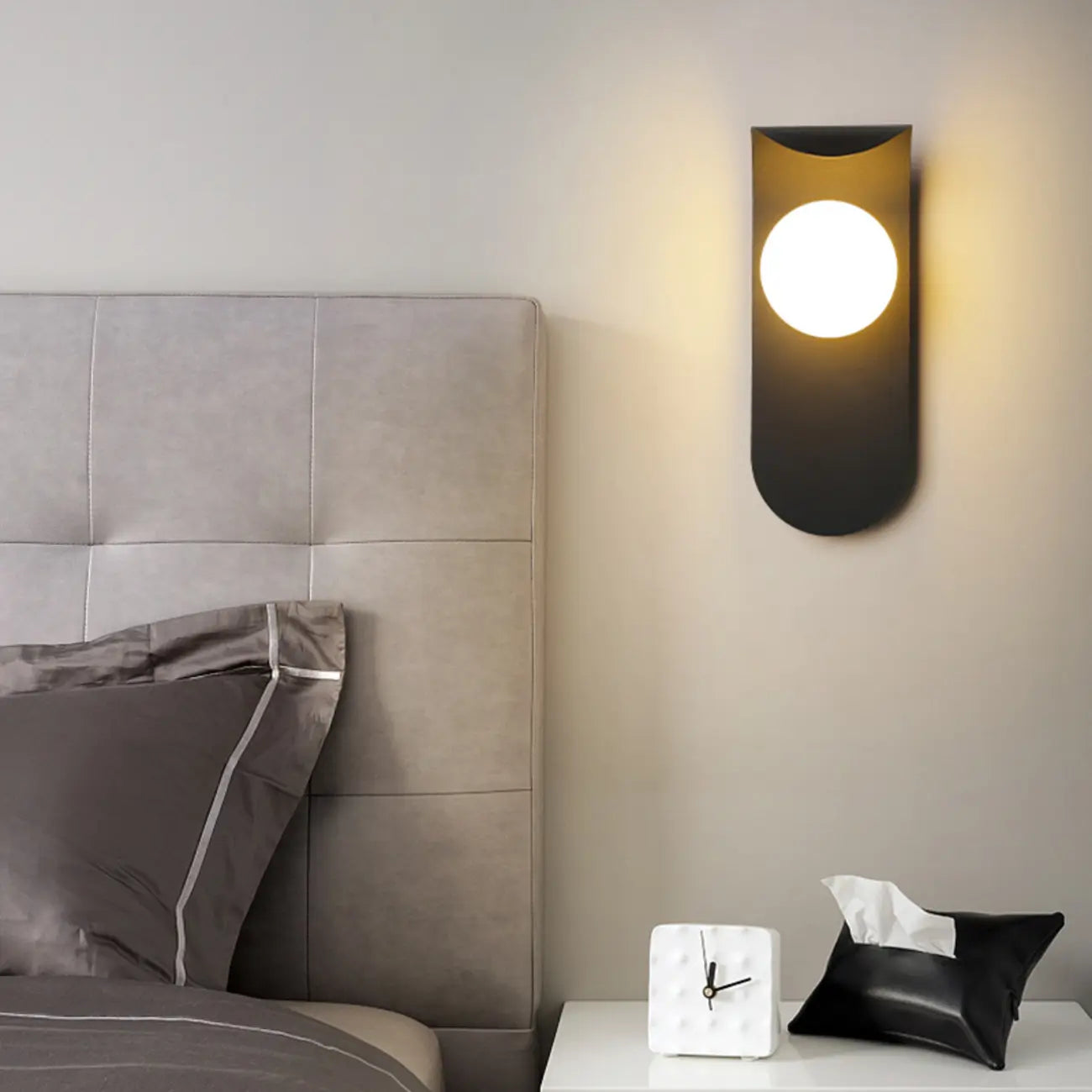 Applique murale minimaliste LED G9, base noire, pour chambre à coucher
