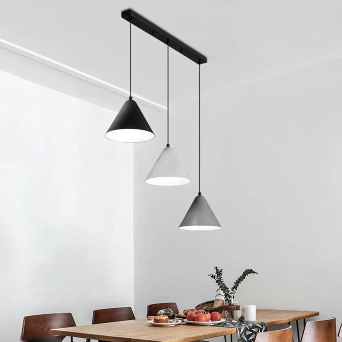 Suspension moderne conique en métal réglable pour îlot de cuisine