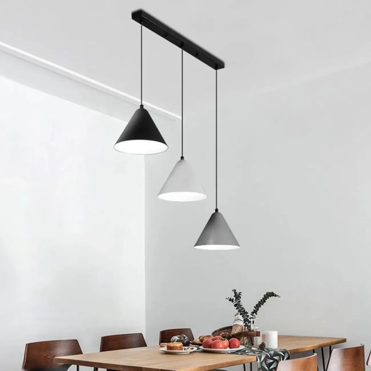 Suspension moderne conique en métal réglable pour îlot de cuisine