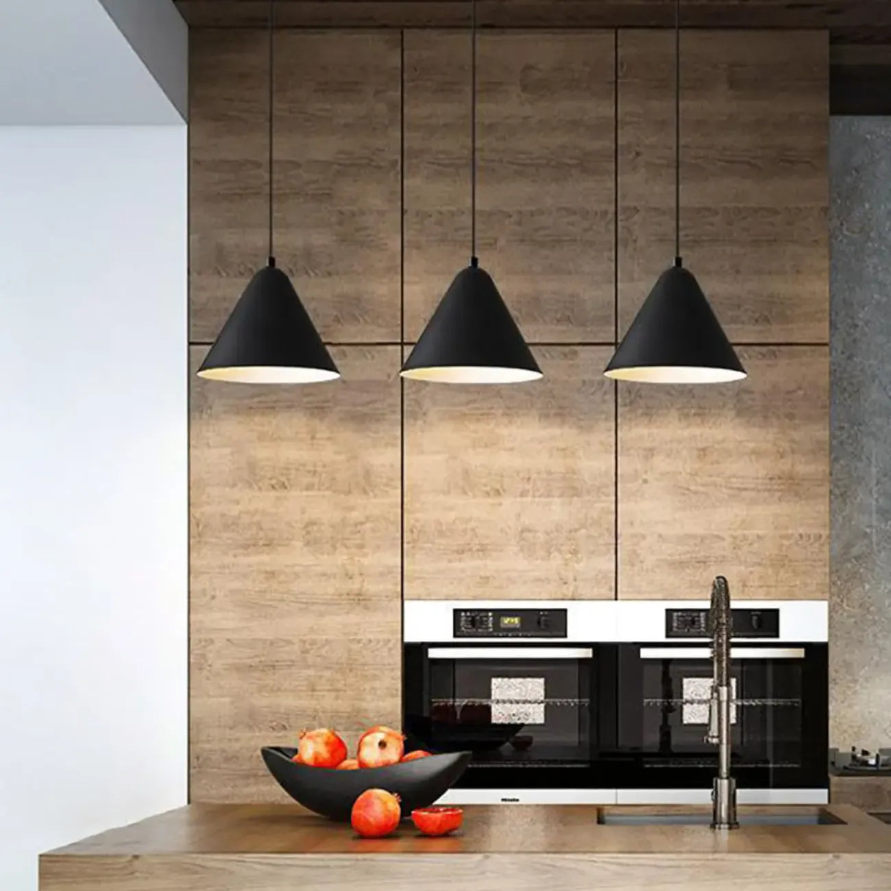 Suspension moderne conique en métal réglable pour îlot de cuisine
