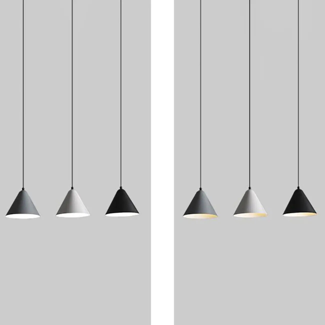 Suspension moderne conique en métal réglable pour îlot de cuisine