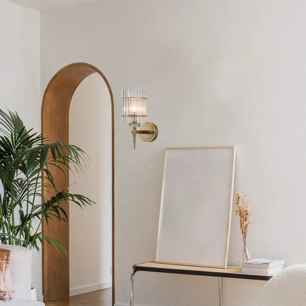 Applique murale élégante en verre doré avec interrupteur rotatif