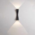 Applique murale incurvée moderne à 2 lumières, noire et dorée