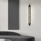 Applique murale moderne en métal noir linéaire avec abat-jour en plastique