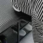Banc d'entrée en métal avec rangement à chaussures et assise rembourrée