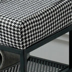 Banc d'entrée en métal avec rangement à chaussures et assise rembourrée