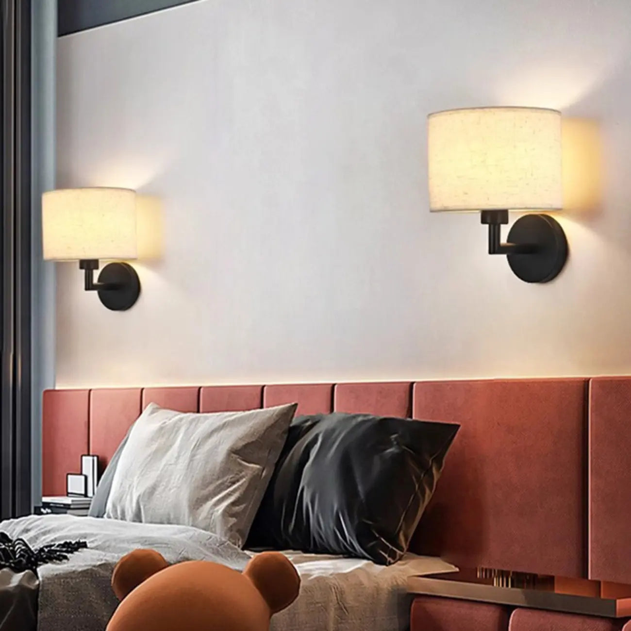Applique murale contemporaine en métal et tissu, style tambour