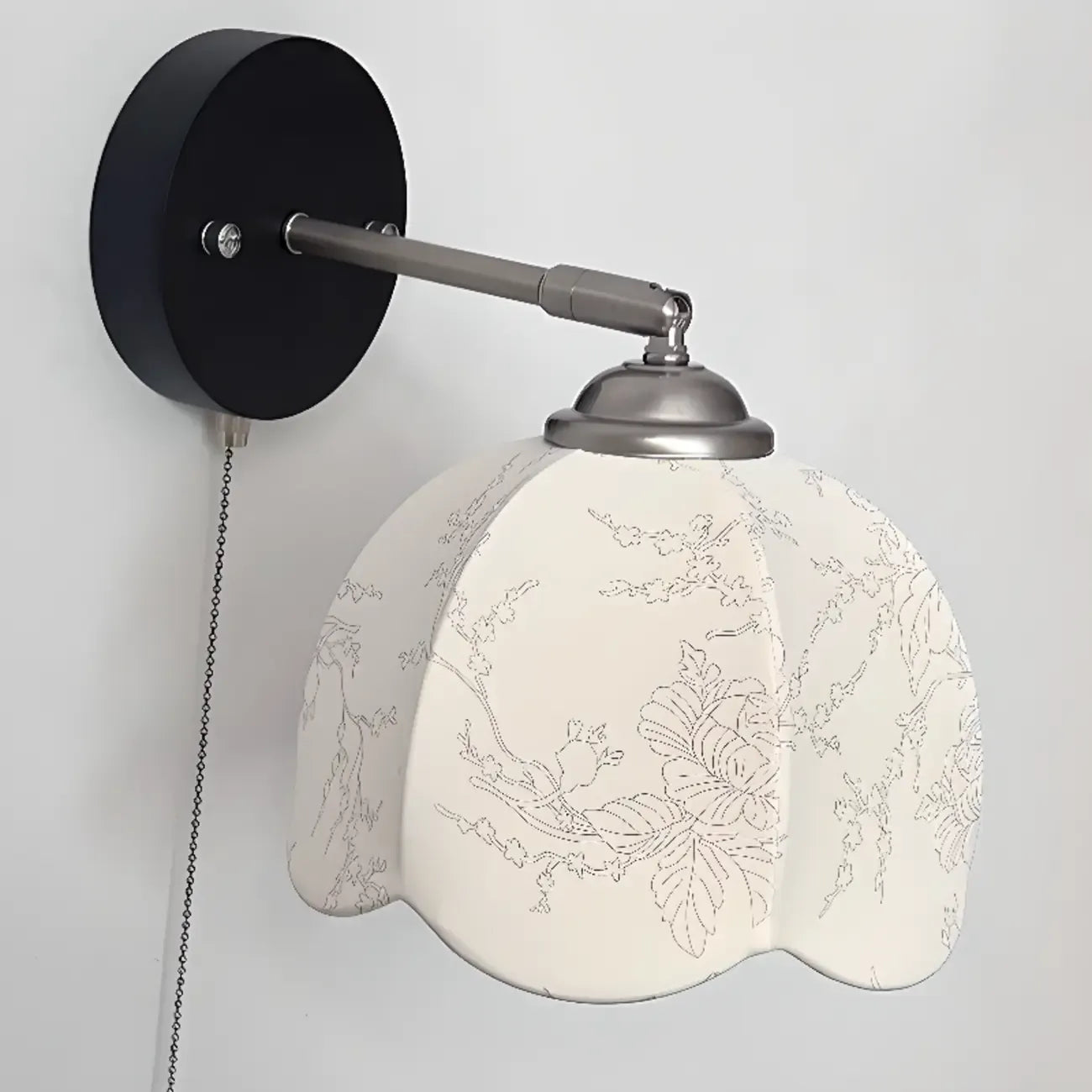 Applique murale vintage en tissu avec interrupteur à chaînette pour chambre