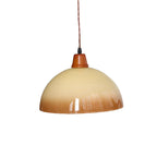 Suspension ronde en verre blanc et corde de bois
