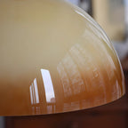 Suspension ronde en verre blanc et corde de bois