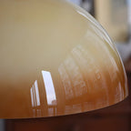 Suspension ronde en verre blanc et corde de bois
