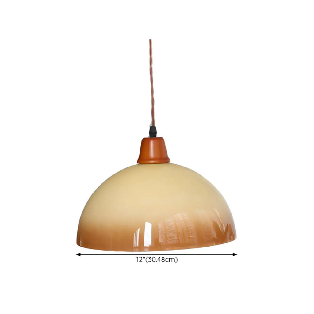 Suspension ronde en verre blanc et corde de bois
