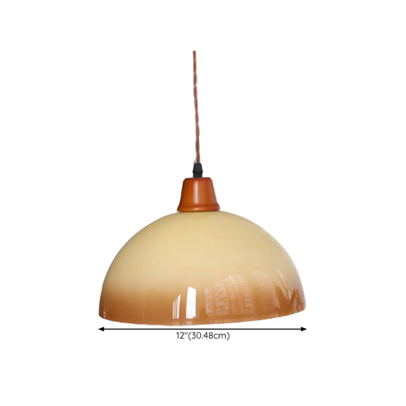 Suspension ronde en verre blanc et corde de bois