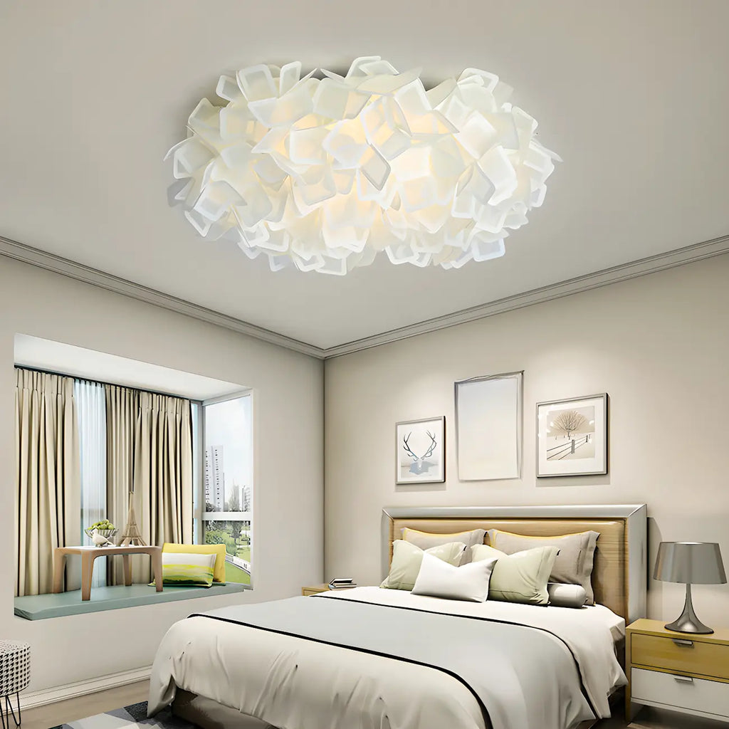 Plafonnier LED Art Déco géométrique en plastique blanc encastré