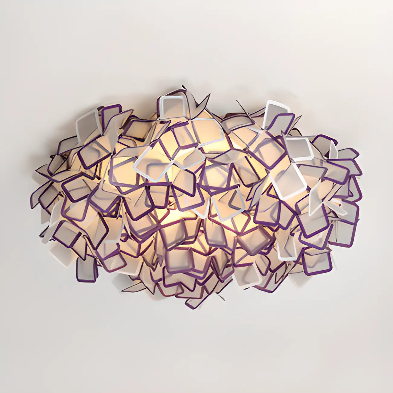 Plafonnier LED Art Déco géométrique en plastique blanc encastré