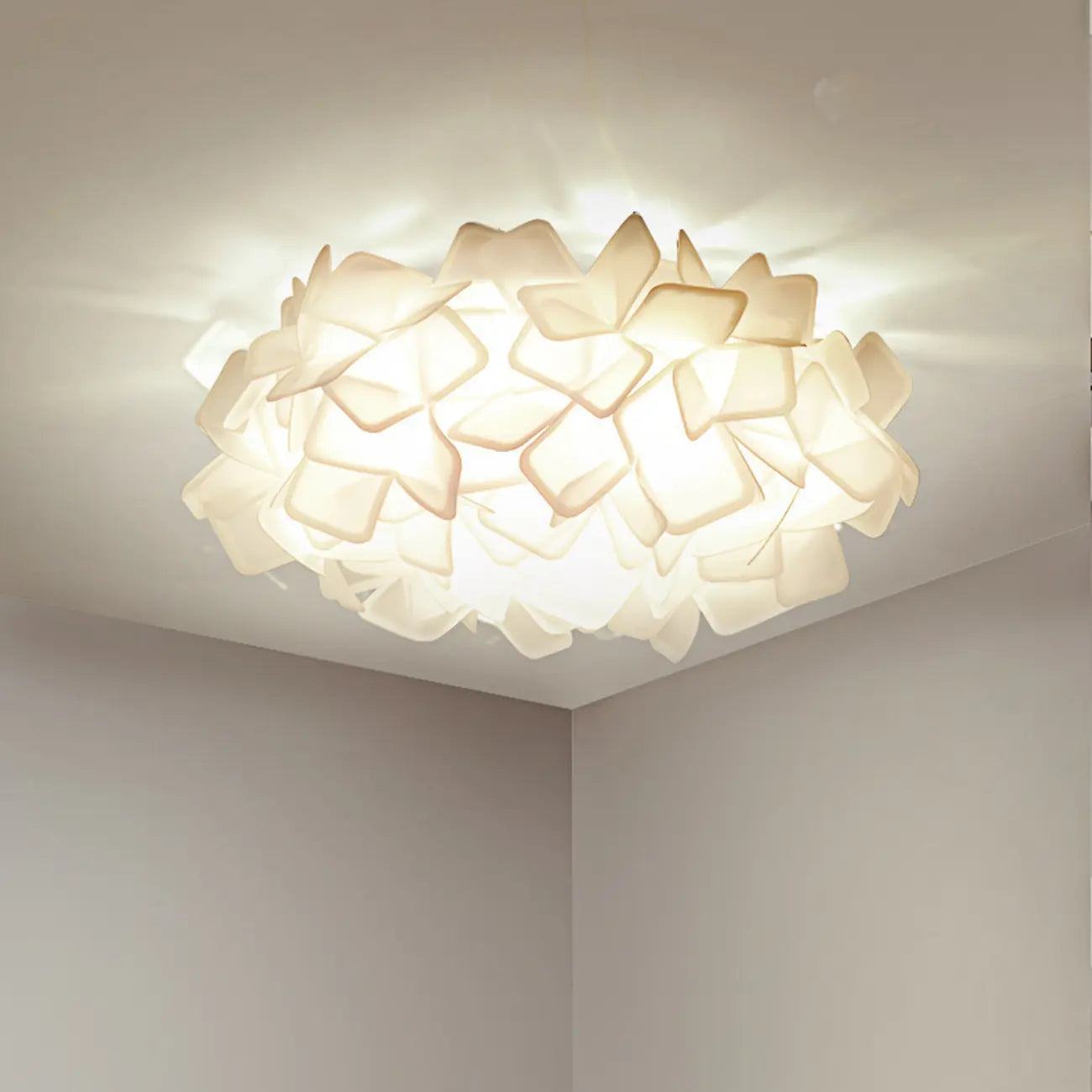 Plafonnier LED Art Déco géométrique en plastique blanc encastré
