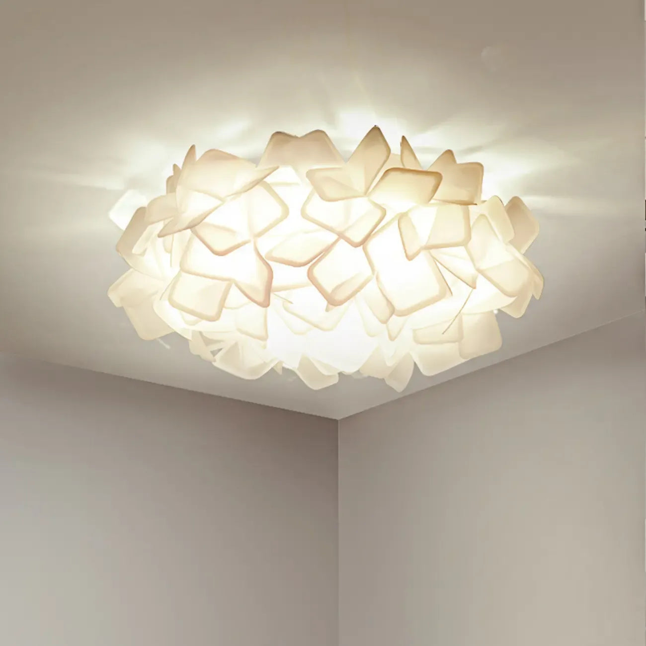Plafonnier LED Art Déco géométrique en plastique blanc encastré