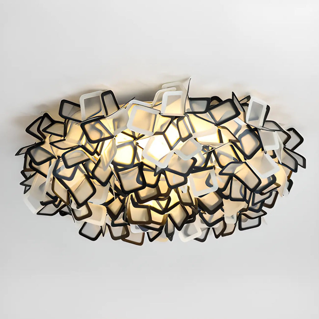 Plafonnier LED Art Déco géométrique en plastique blanc encastré