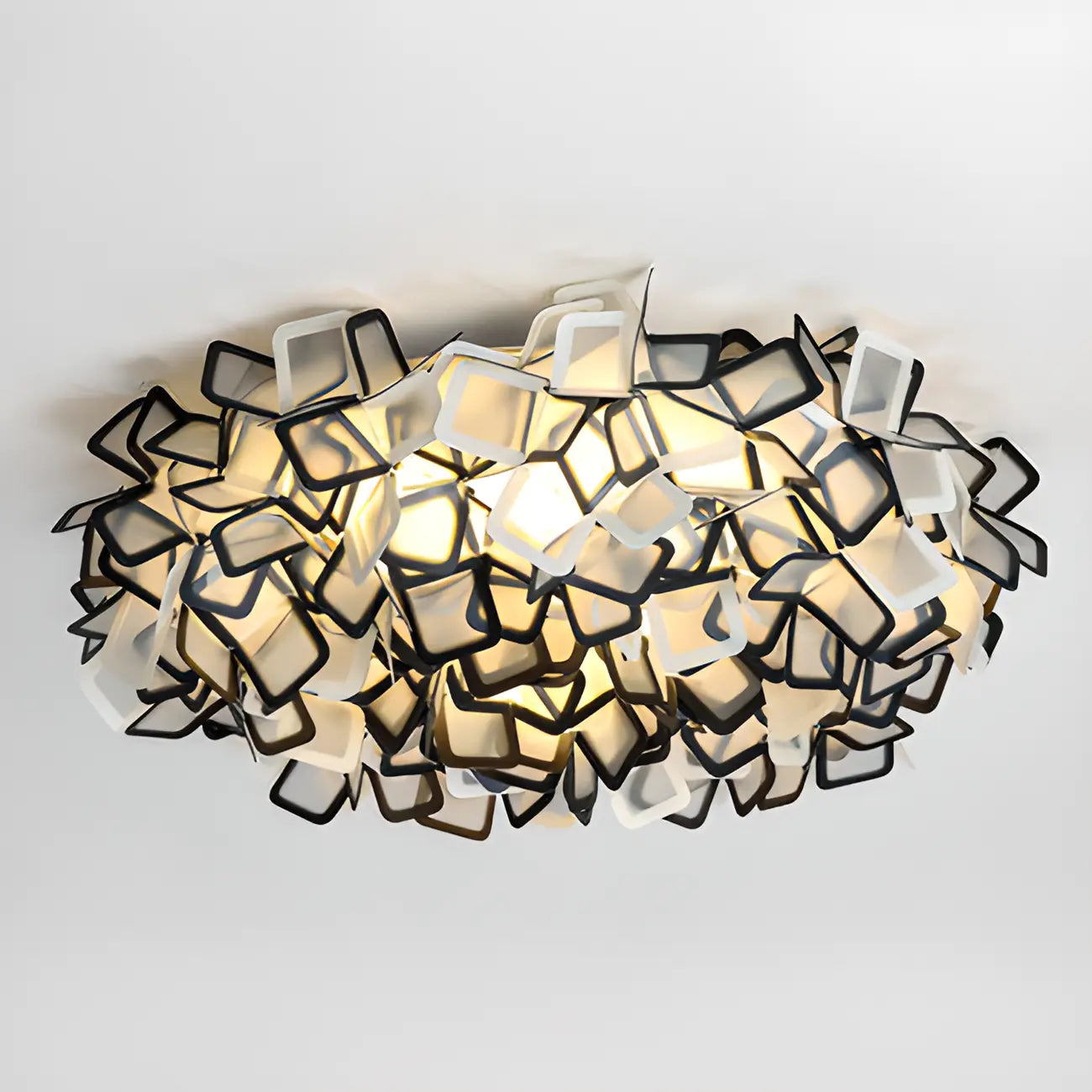 Plafonnier LED Art Déco géométrique en plastique blanc encastré