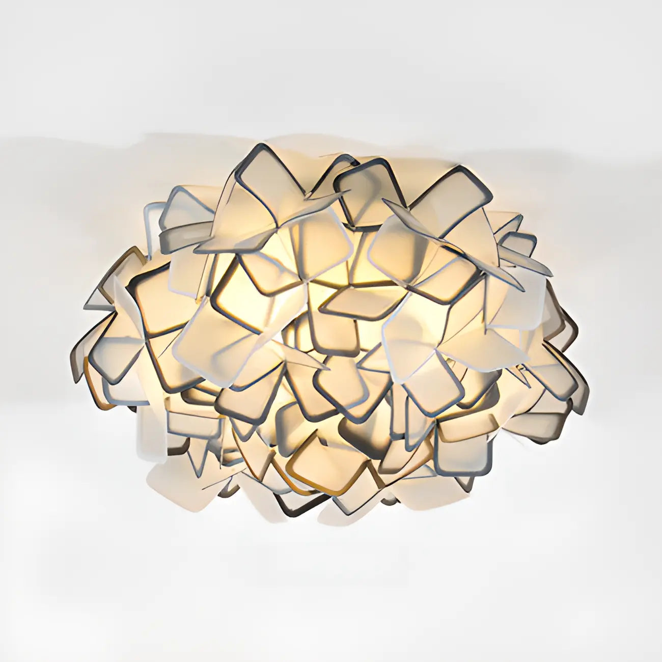 Plafonnier LED Art Déco géométrique en plastique blanc encastré