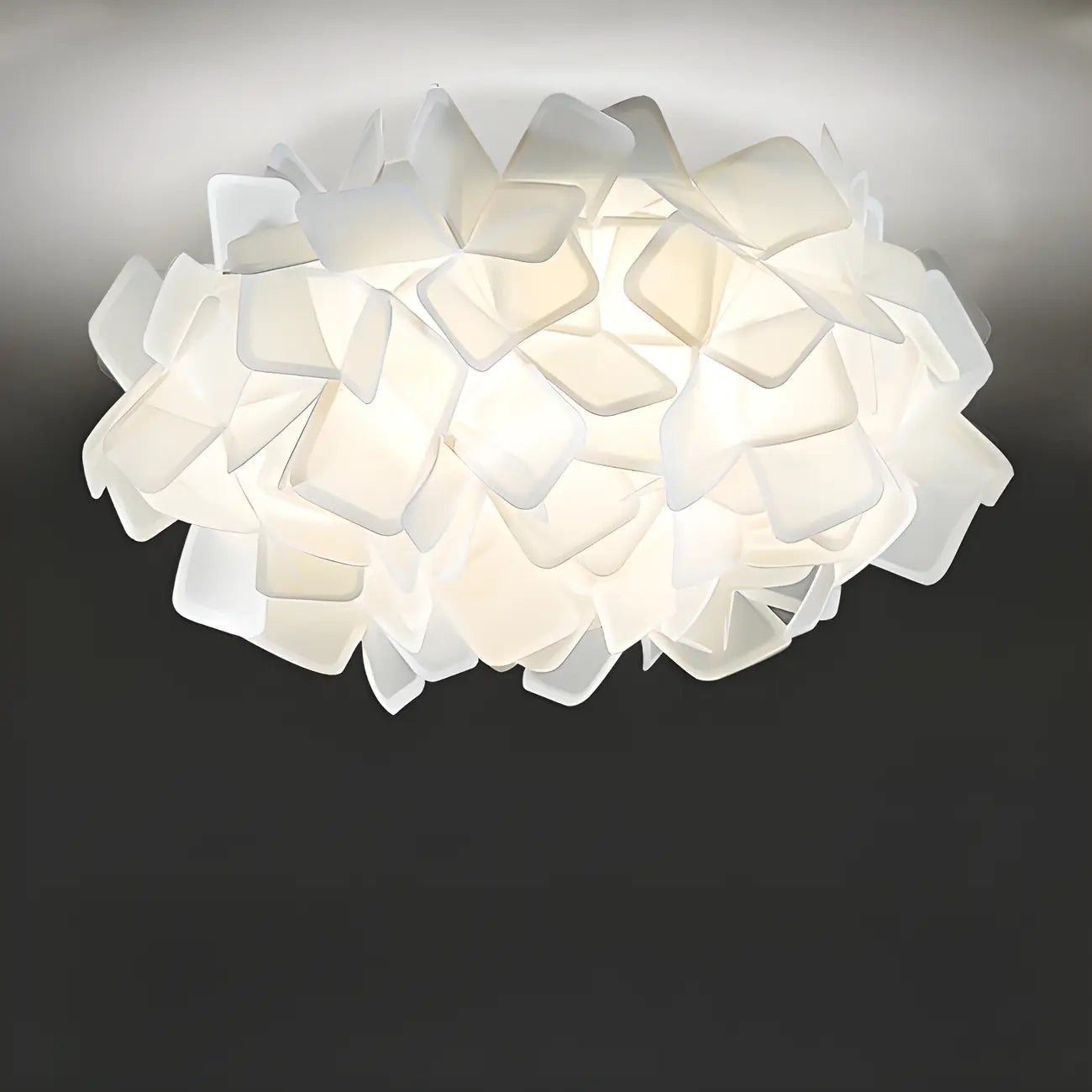 Plafonnier LED Art Déco géométrique en plastique blanc encastré