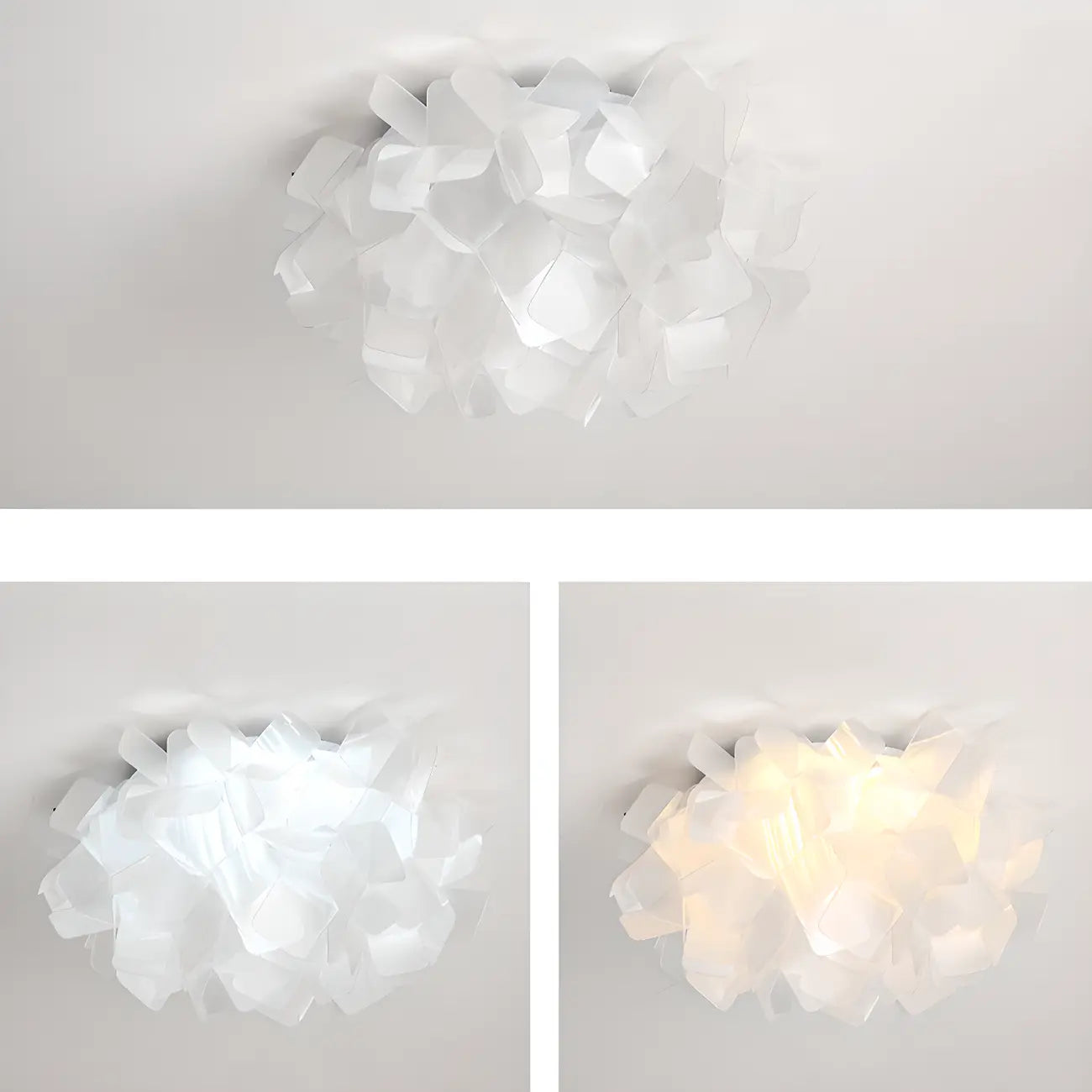 Plafonnier LED Art Déco géométrique en plastique blanc encastré