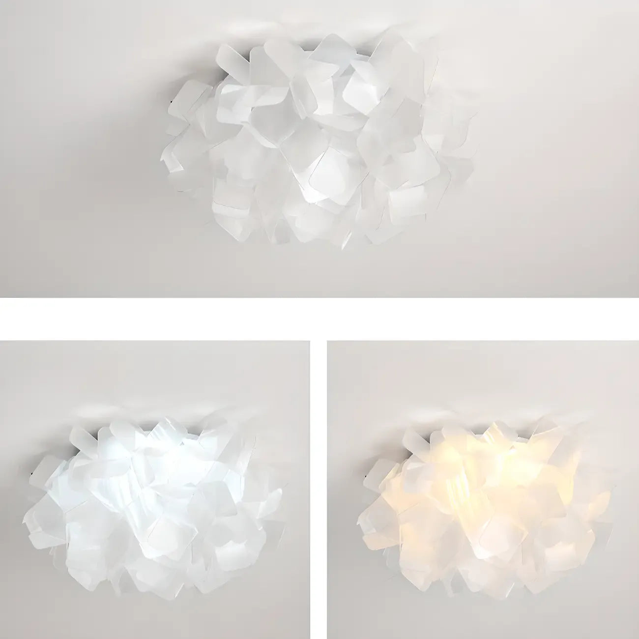Plafonnier LED Art Déco géométrique en plastique blanc encastré
