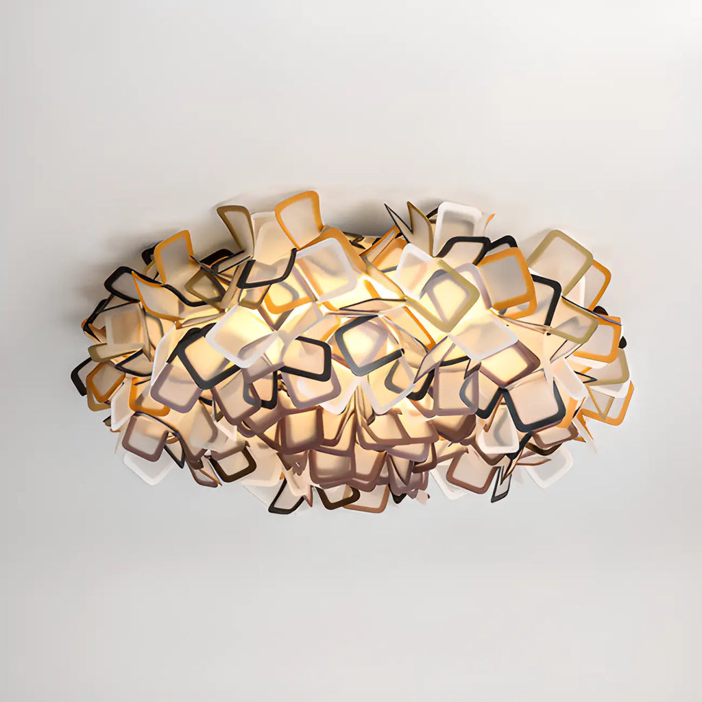 Plafonnier LED Art Déco géométrique en plastique blanc encastré