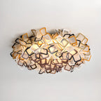 Plafonnier LED Art Déco géométrique en plastique blanc encastré