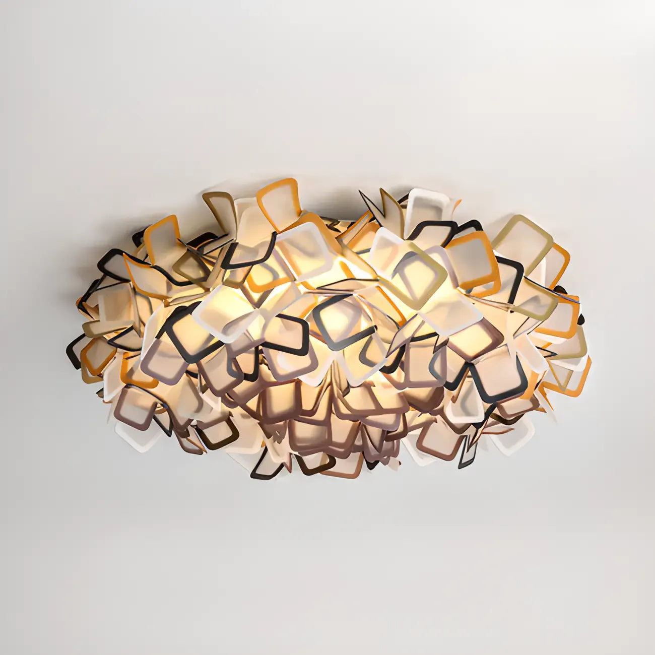 Plafonnier LED Art Déco géométrique en plastique blanc encastré