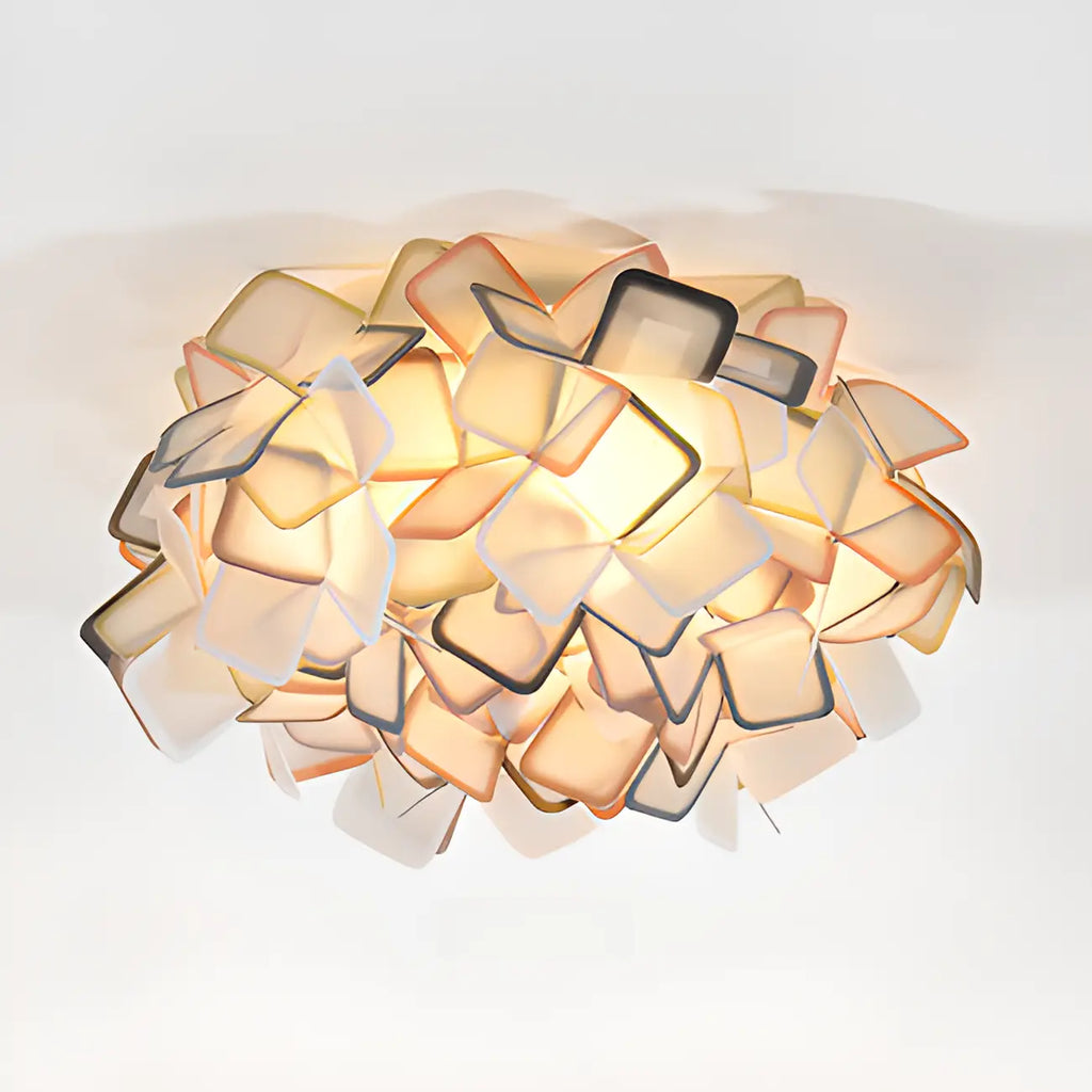 Plafonnier LED Art Déco géométrique en plastique blanc encastré