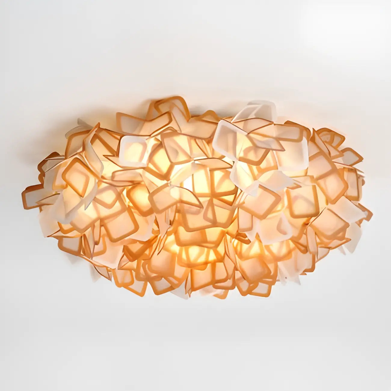 Plafonnier LED Art Déco géométrique en plastique blanc encastré