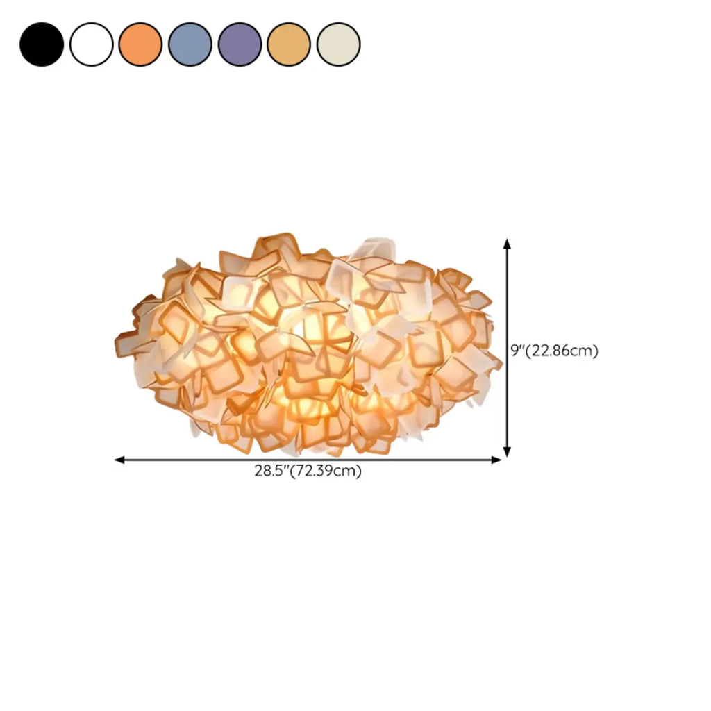 Plafonnier LED Art Déco géométrique en plastique blanc encastré