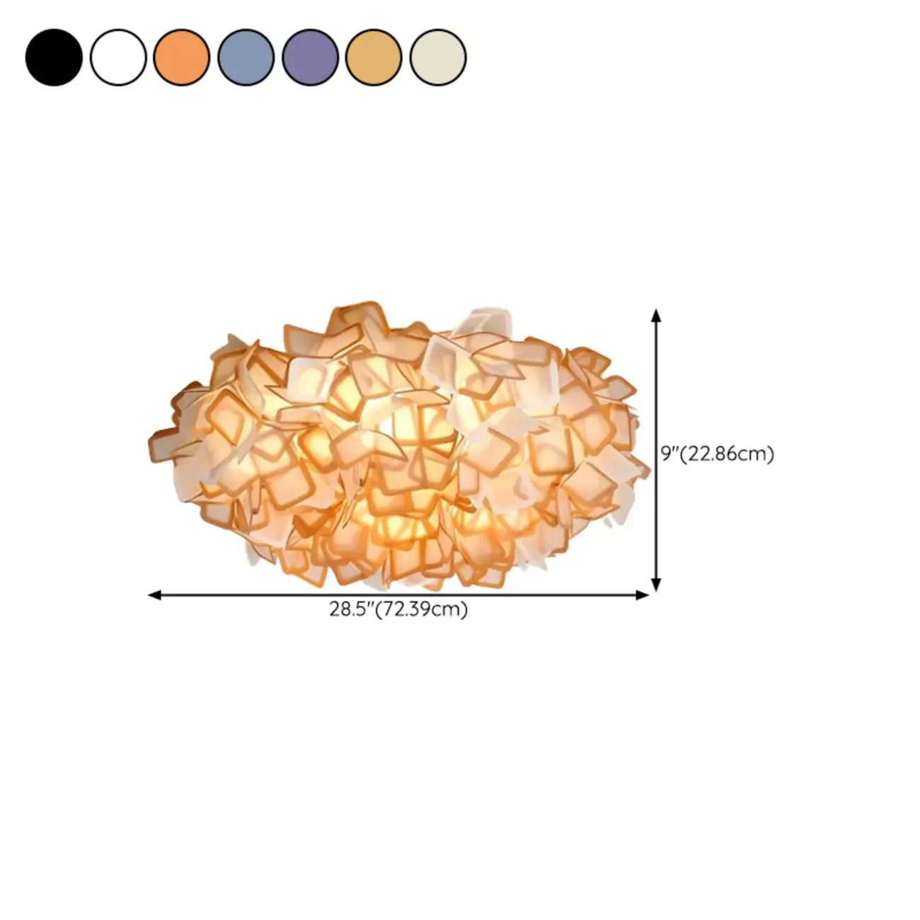 Plafonnier LED Art Déco géométrique en plastique blanc encastré