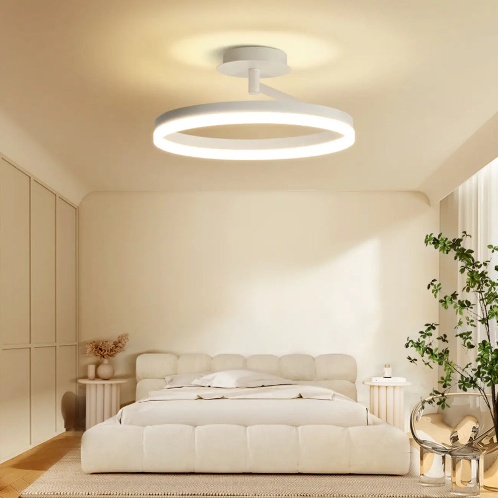Plafonnier semi-encastré circulaire à LED dimmable pour chambre