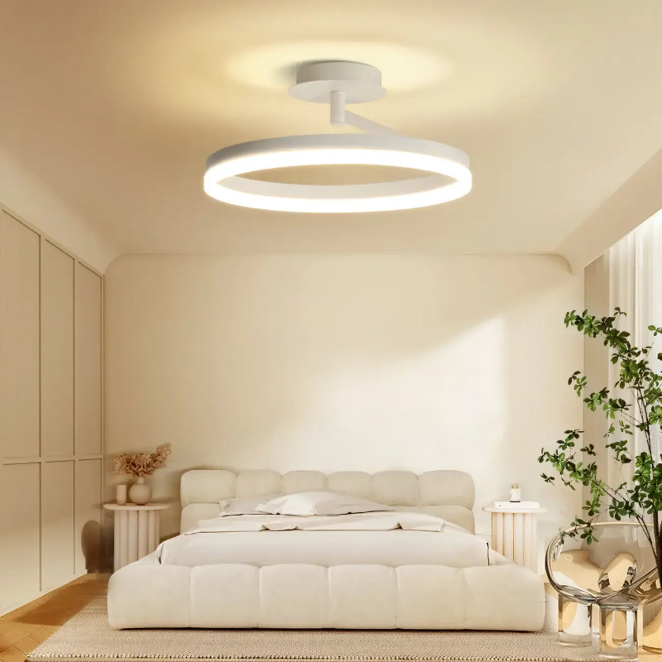 Plafonnier semi-encastré circulaire à LED dimmable pour chambre
