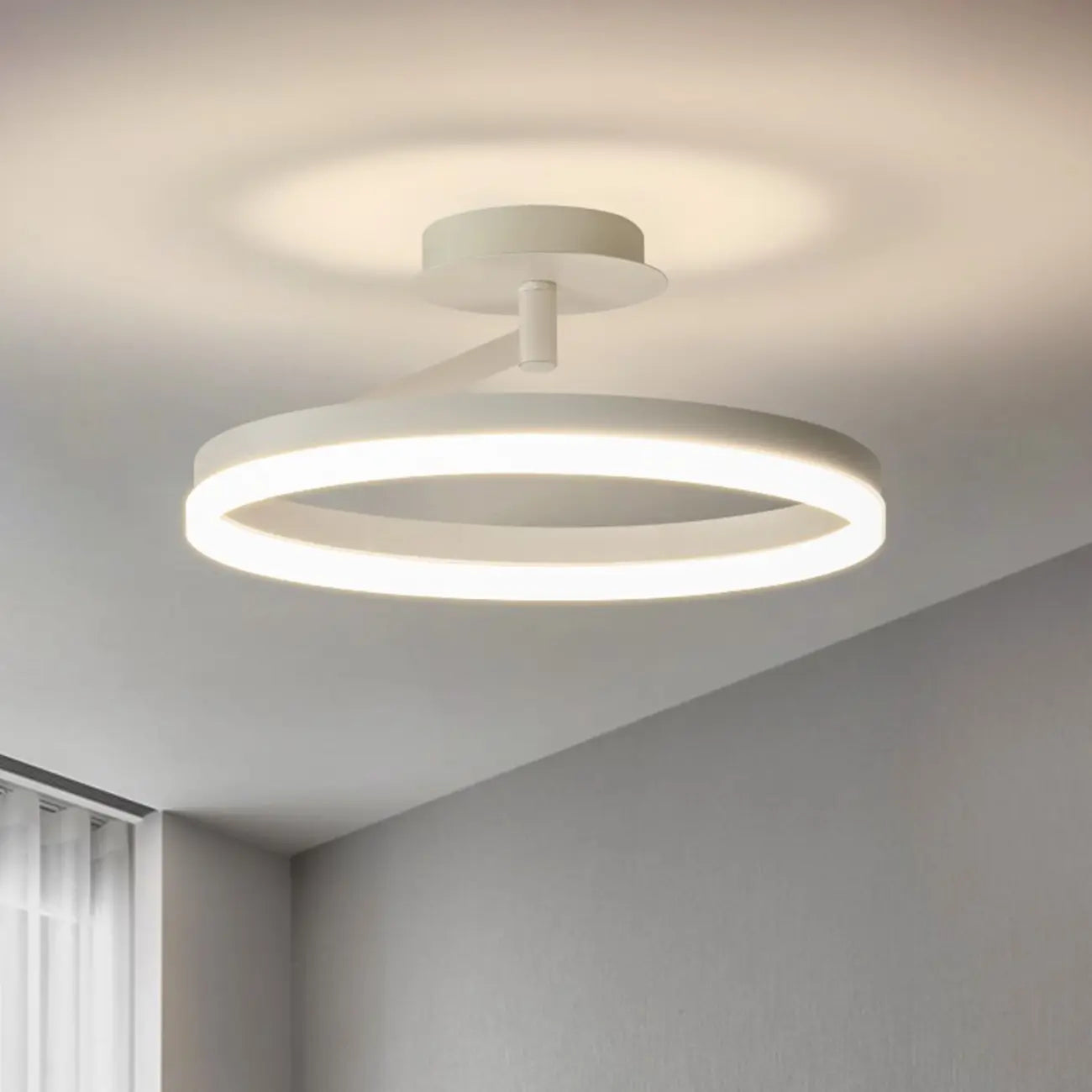 Plafonnier semi-encastré circulaire à LED dimmable pour chambre