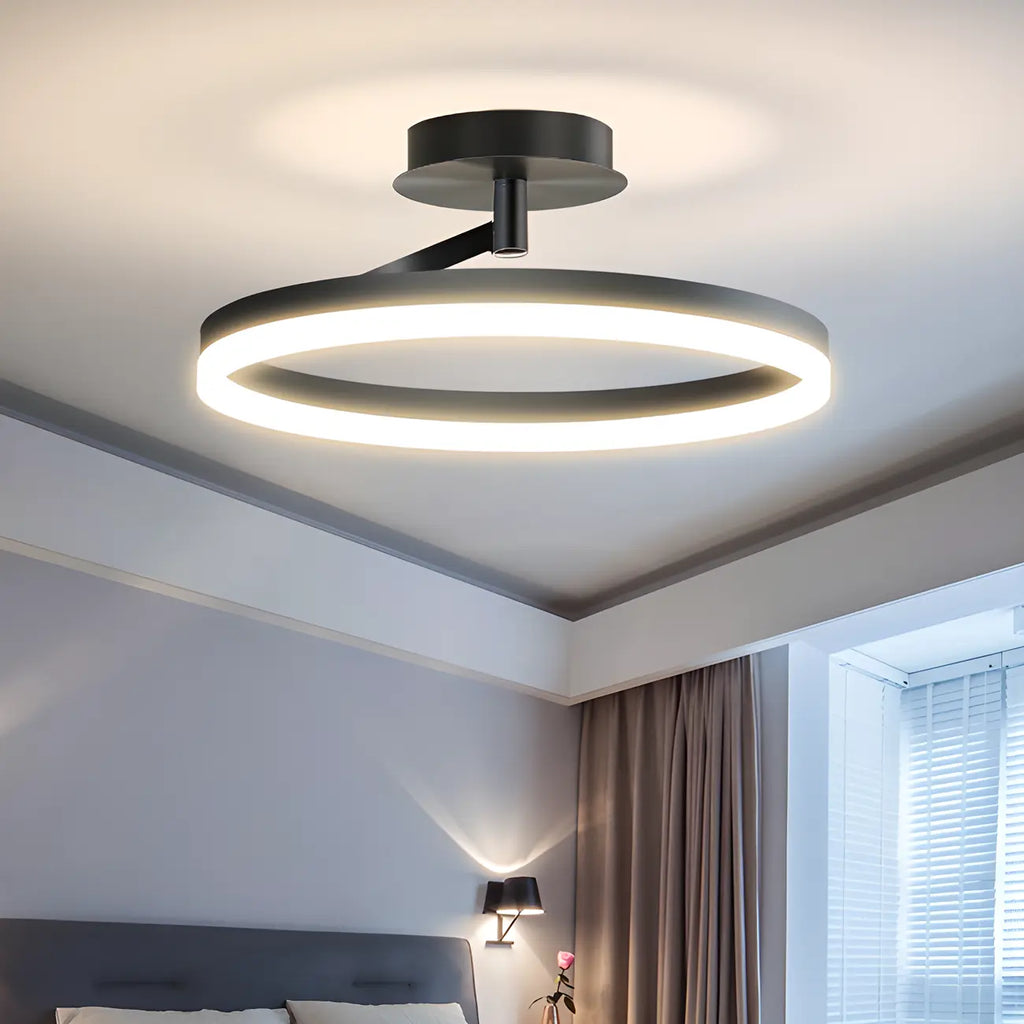 Plafonnier semi-encastré circulaire à LED dimmable pour chambre