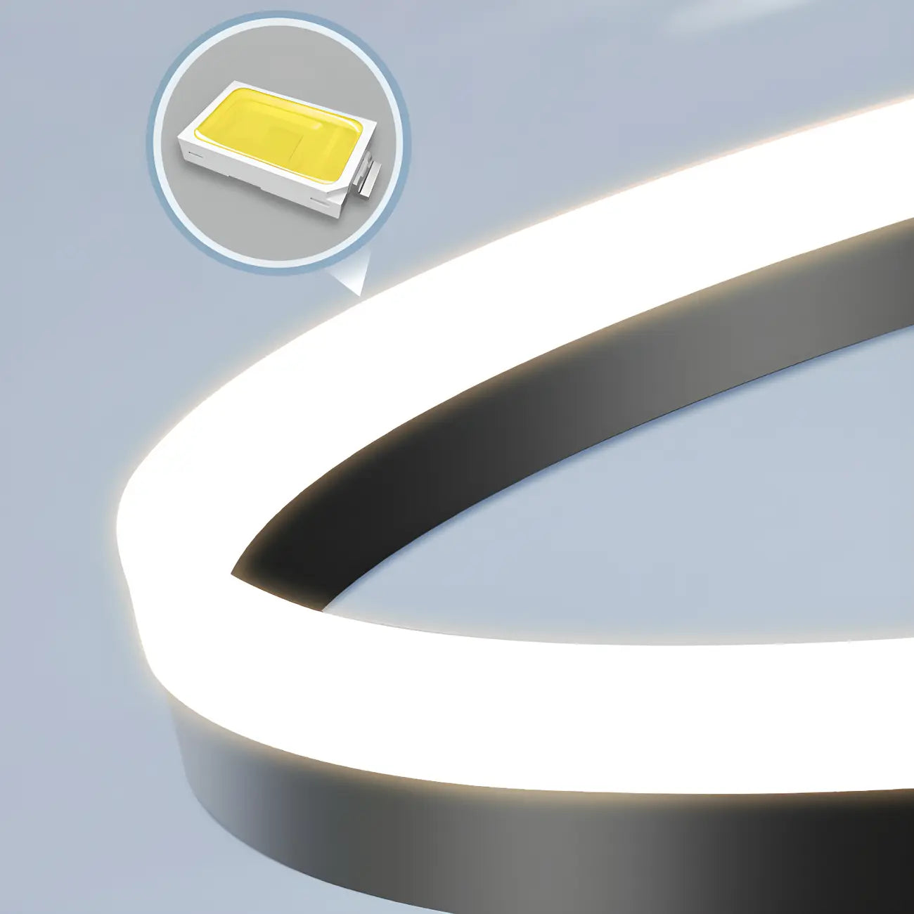 Plafonnier semi-encastré circulaire à LED dimmable pour chambre