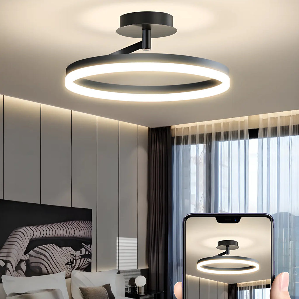 Plafonnier semi-encastré circulaire à LED dimmable pour chambre