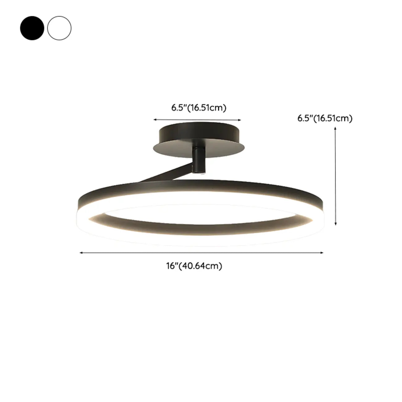 Plafonnier semi-encastré circulaire à LED dimmable pour chambre