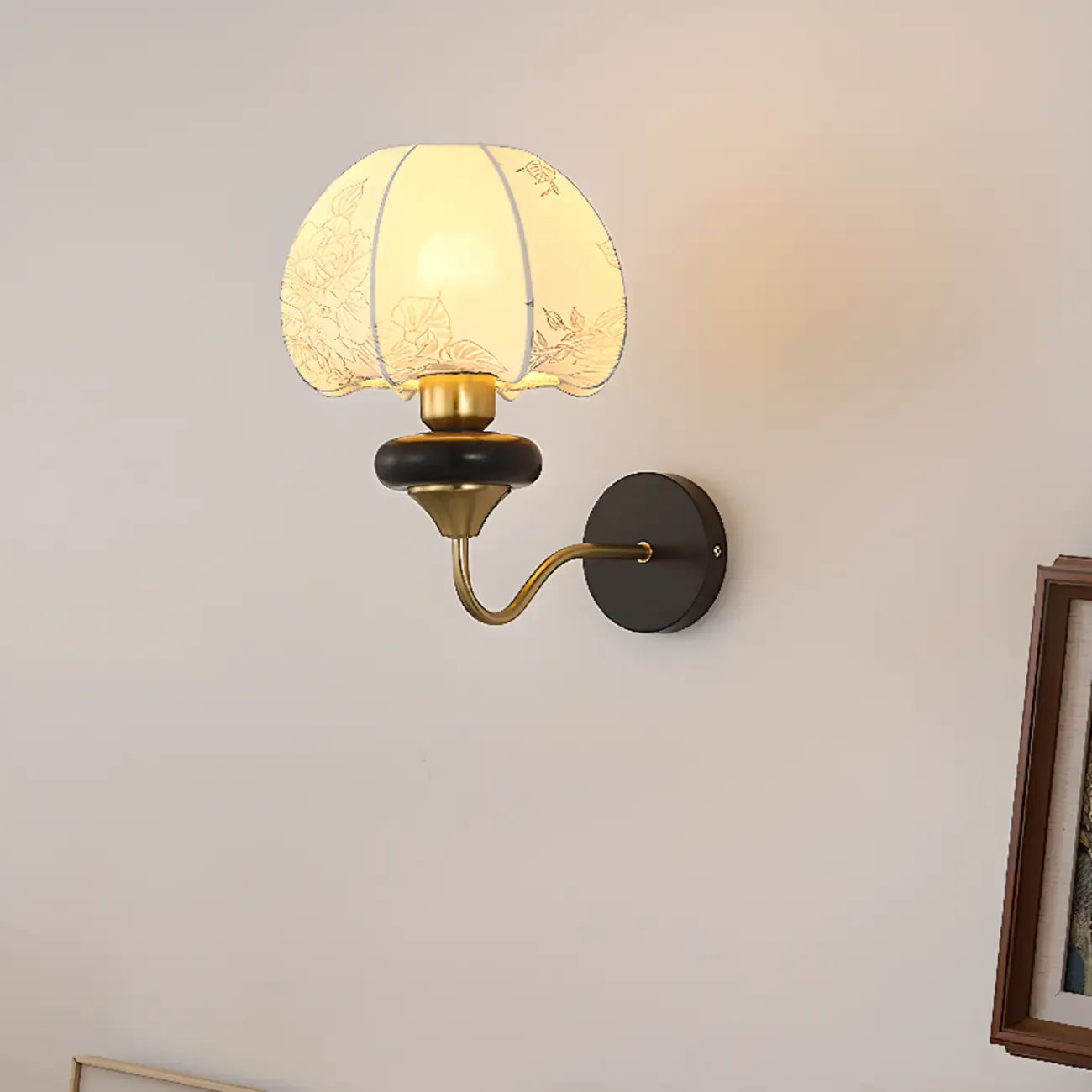 Applique murale vintage avec abat-jour en tissu pour espaces intérieurs