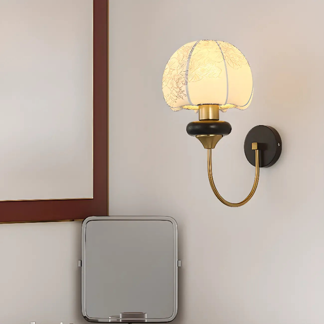 Applique murale vintage avec abat-jour en tissu pour espaces intérieurs