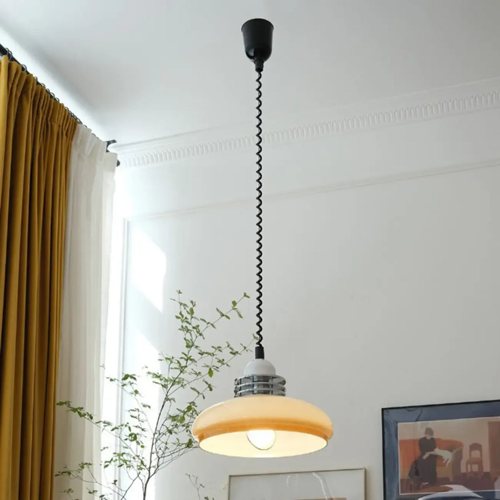 Suspension de cuisine vintage ronde en verre beige