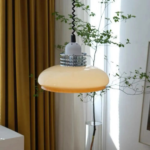 Suspension de cuisine vintage ronde en verre beige