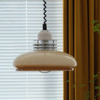 Suspension de cuisine vintage ronde en verre beige