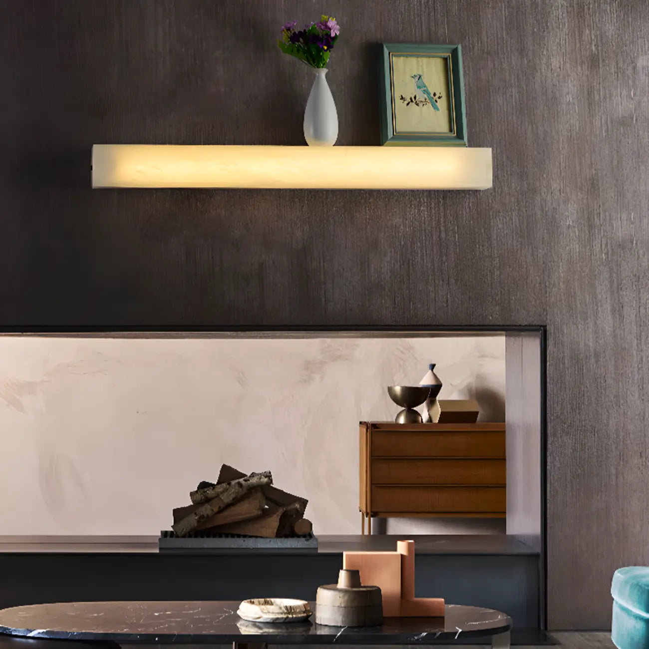 Suspension rectangulaire en résine à lumière chaude pour îlot de cuisine